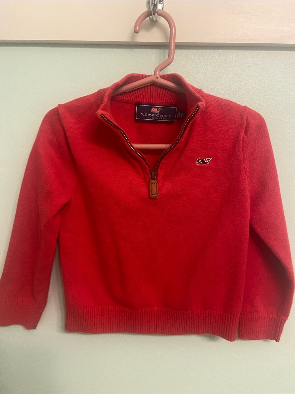 Vineyard Vines Boys Bright Red Quarter-Zip Sweater 3T